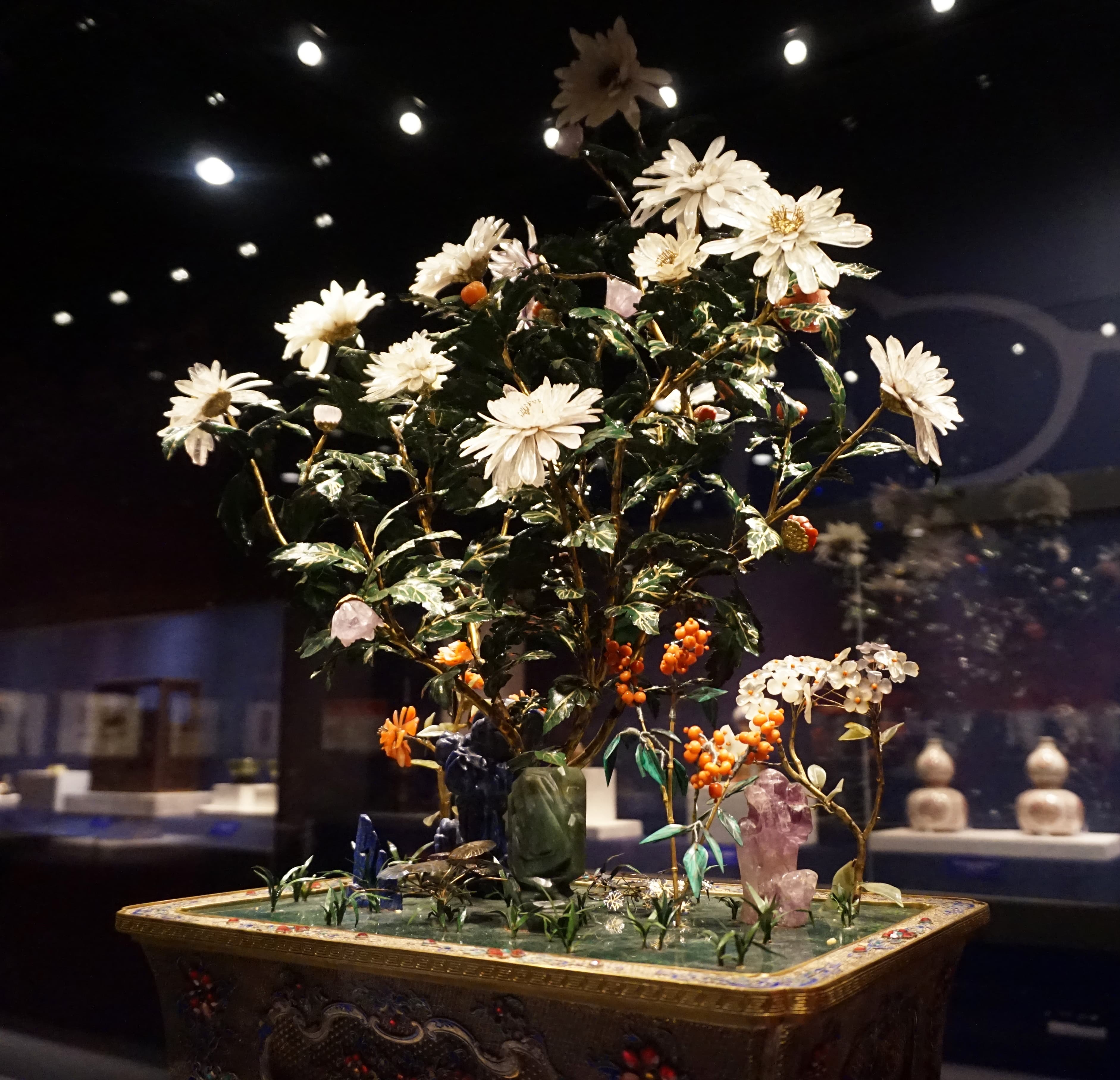 Jade Chrysanthemum Bonsai Sculpture
