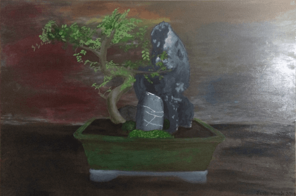 Windswept Deciduous Bonsai with Rocks